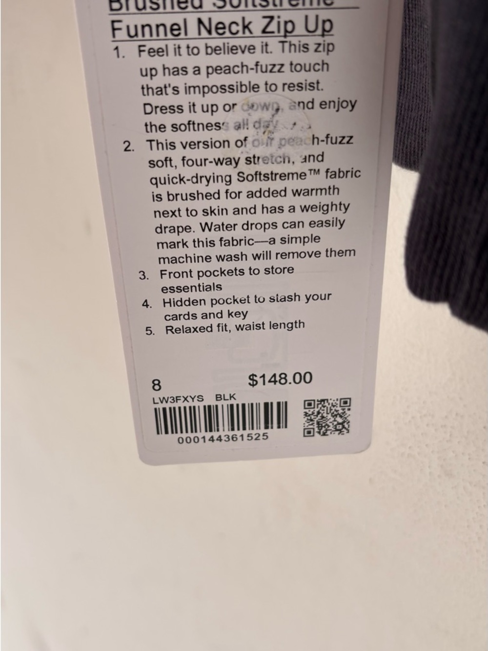 lululemon brushed softstreme funnel neck zip up Charcoal NWT Jacket SIZE 8 - Picture 6 of 8